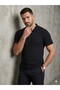 Ki̇p Men's Black Striped Textured Polo Collar T-Shirt 10132 - 2