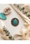 Bronze Vintage Women's Ring Authentic Copper Jewelry Turquoise Turquoise Stone Lace Model Adjustable - 3
