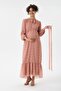 M0015-Collar Tie Flower Pattern Maxi Maternity Dress - 7