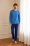 Men's Long Sleeve 100% Cotton Pajama Set Blue - 2