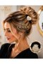 Velvet Rubber Buckle Black Scrunchie Hair Clip with Crystal Stone and Metal Floral Heart Ornament