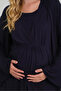 New Season Navy Blue Summer Design Flounce Sleeves 100% Cotton Double Breasted Maternity Pajama Set - 6