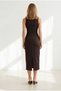 Women's Brown Back Zipper Slit Slim Long Denim Dress Elb-19002662 - 5