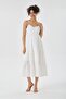 25099-Lace Collar Cotton Strap Maternity Clothing Dress - 3