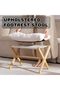 Bamboo Foldable Foot Rest Ottoman, Upholstered Foot Stool with X Legs for Bedroom
