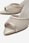 Women's Pointed Toe Lace Embroidered Thin Heeled Evening Dress Slippers Julee Beige - 4