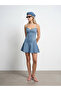 90582 100% Cotton Mini Denim Dress-Blue - 2