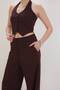 Women's Backless Button Detailed Vest and Palazzo Pants Two-Piece Set - 5