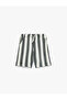 Cotton Pocketed Waist-Tied Striped Shorts