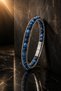 Men's Steel Lapis Lazuli Natural Stone Bracelet Double Row Weave Design Stylish Modern Bracelet - 6