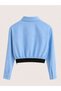 Women's Baby Blue Crop Shirt with Elastic Waist Woven Fabric Premium Quality - 3