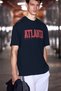 Atlanta Men's 100% Cotton Short Sleeve Navy Blue T-Shirt with Print Detail - 3