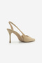 Women's Stiletto Pointed Toe Open Back V-Neck Strap Thin Heeled Shoes Esvin Beige Suede - 8