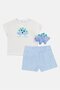 Toddlers Girl 3 Pieces Graphic Print T-Shirt,Shorts and Plush Dinosaur Toy Set, Multicolor - 4