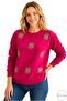 Women's Fuchsia Evil Eye Embroidered Sweater - 4