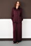 Pleated Hem Lace Trousers - Plum |   F2102 - Plum