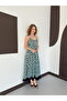 D 3069 Lace Detailed Polka Dot Pleated Dress - Mint |   D3069 - Mint - 4