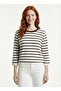 Women's Striped Regular Fit Knitwear Blouse - Brown with Collar