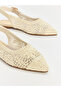 Beige pointed toe mesh women's ballet flats - 3