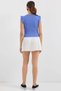Women's Round Neck Ruffle Sleeve Indigo Blouse - 7