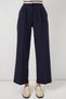 Women's High Waist Wide Leg Navy Blue Palazzo Trousers - 2