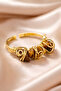 Tiger's Eye Ring Adjustable Copper Top Plated Natural Stone Ring