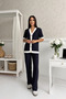 Women's Premium Modal Fabric Striped V-Neck Wide Leg Stylish Two-Piece Set