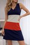 Women's Strappy V-Neck Buttoned Multi-Colored Knitwear Dress - 3