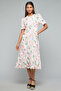 Printed Midi Dress with Crew Neck and Puff Sleeves - 3