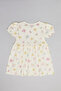 Printed Fit & Flare Dress with Crew Neck and Puff Sleeves - 2