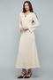 Knitted A-Line Dress with V-Neck and Long Sleeves - 3