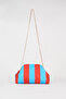 Women's River Blue-Burgundy Striped Lined Bag with Removable Chain Strap Hand and Shoulder Bag