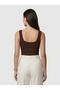 Women's Brown Square Neck Thick Strap Cotton Bodysuit - 5