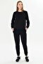 Women's Cotton Crew Neck Sweatshirt Set Black 8512-S - 2