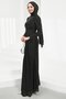 Black Front Detailed Stoned Evening Dress - 4