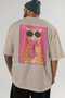 For the Love of Cats 118 Cat Printed Beige Oversize T-Shirt 100% Cotton Unisex Cat Lover Premium Design - 5