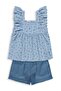 Floral Printed Set for 6-9 Years Old - Blue
