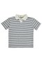 Polo Collar Thin Striped T-Shirt for 10-13 Years Old - Blue - 2