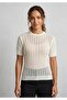 Women's Short-Sleeved Summer Perforated Stylish Acrylic Ribbed Sweater