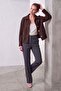 Brown Suede Women's Genuine Leather Classic Collar Buttoned Jacket