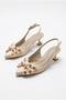 11003 Nubuck Bow Detailed Open Back 5 cm Heeled Women's Shoes - 7