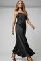 Maxi Length A-Line Satin Strap Woven Dress