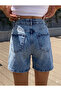 Savior of Summer Combinations High Waist Light Blue Full-Fit Denim Shorts - 5