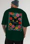 For the Love of Cats 61 Cats Printed Green Oversize T-Shirt 100% Cotton Unisex Cat Lover Premium Design - 5