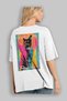 For the Love of Cats 72 Cats Printed White Oversize T-Shirt 100% Cotton Unisex Cat Lover Premium Design - 3