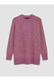Two Mt Shop Quality Lcw Modest Pink Knitwear Plain Oversize Women's Tunic - 6