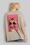 For the Love of Cats 3 Cats Printed Beige Oversize T-Shirt 100% Cotton Unisex Cat Lover Premium Design - 3