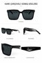 Unisex Square Black Frame Black Glass Metal Detail Sunglasses - 4