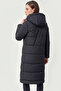 Women's Hooded Black Coat - 3