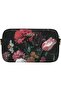 Women's Vegan Leather Black Handbag - Black Floral Design - 2